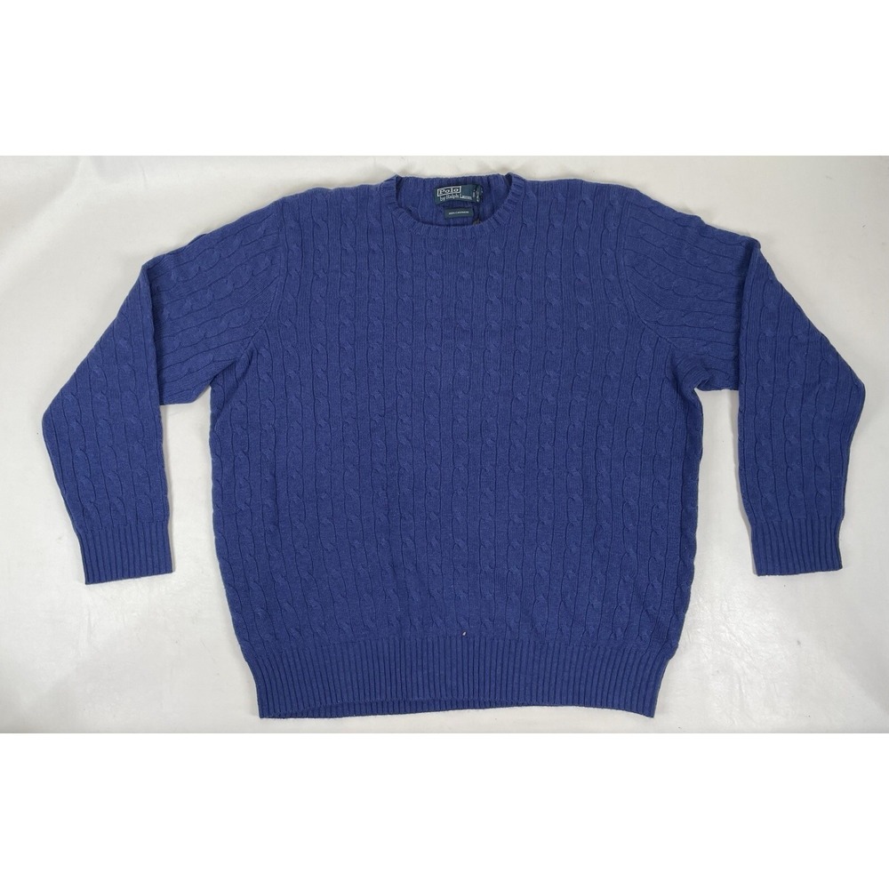 Polo Ralph Lauren Cashmere Cable Crewneck Sweater Blue Men's Size 2XB NWT